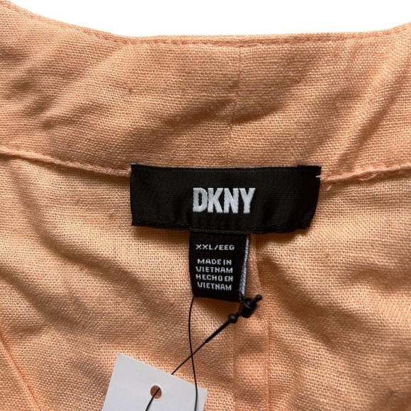 DKNY XXL Linen Side Slit V Neck Sleeveless Maxi Dress - Picture 7 of 12